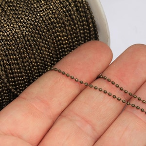 1,5mm Antique Bronze Ball Chain, Bronze Faceted Ball Chain, Bronze Lace Chain, Tiny Bronze Chain, Bronze Plated Findings, MBGBXB133-8