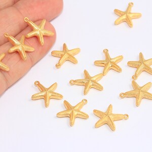 14mm 24k Matt Gold Starfish, Starfish Charms, Sea Animals Beads, Starfish Pendant, Necklace Charms, Gold Plated Findings, MBGBXB300-1