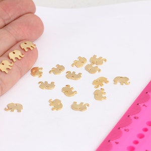 6x9mm 24K Shiny Gold Elephant Charm, Tiny Elephant Charm, Elephant Pendant, Dainty Charms, Animal Charms, Gold Plated Findings, MBGMTE86