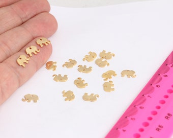 6x9mm 24K Shiny Gold Elephant Charm, Tiny Elephant Charm, Elephant Pendant, Dainty Charms, Animal Charms, Gold Plated Findings, MBGMTE86