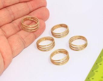 Anillos de cuerda de latón crudo de 17 mm, anillos cerrados, anillo de cuerda triple, anillos de apilamiento de latón crudo, anillos delicados, pequeños anillos de latón crudo, MBGCHK94-5