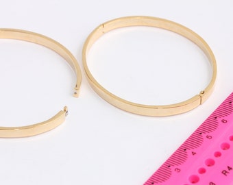 24K シャイニーゴールドブレスレットカフ、プレーンバングル