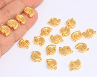 10x12mm 24k Matt Gold Plated Sea Shell Charm, Seashell Beads, Sea Animals, Summer Charms, Beach Jewelry, Gold Plated Findings, MBGBXB300-2