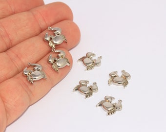 Dijes de cangrejo con baño de rodio de 13 x 14 mm, cuentas de cangrejo, animales marinos, dijes de verano para colgantes, dijes para collares, accesorios plateados, MBGCHK102-6