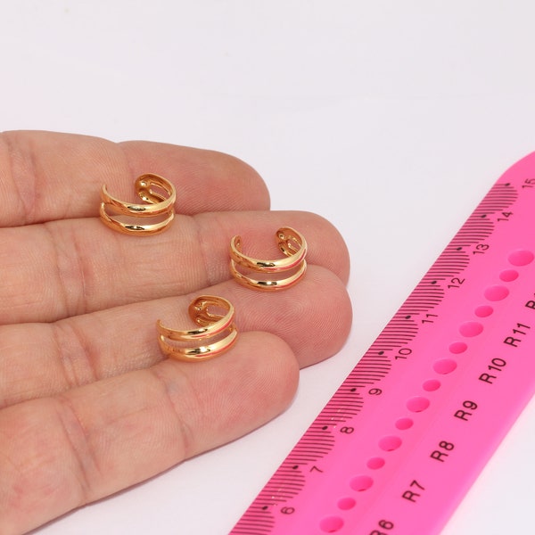 15mm Shiny Gold Ear Cuffs, No Piercing Plain Ear Cuff, Cartilage Ear Cuff, Earring Settings With One Hole, MBGBRT831