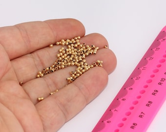 Perles d'or brillant 2,5 mm 24k, perles d'espacement, perles creuses, perles d'espacement minuscules, perles de boule de bracelet, perles rondes, accessoires plaqués or, MBGBRT590
