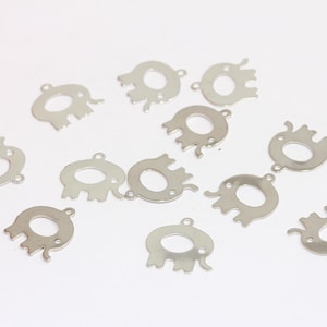 13x14mm Rhodium überzogener Elefantcharme, Elefantperlen, Elefant Anhänger, zierliche Charms, Glücksbringer, versilbert Zubehör, MBGBRT313