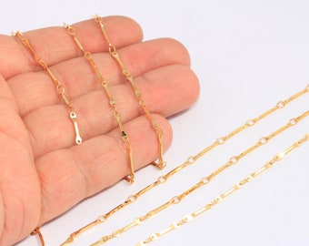 24k Shiny Gold Bar Chain, Gold Soldered Chain, Chain, Gold Delicate Chain, Tiny Bar Chain, Bulk Lot Chain,   MBGBXB298