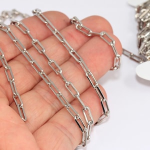3,5mm Rhodium Plated Link Chain, Soldered Rolo Chain, Cable Chain, Chunky Chain, Oval Link Chain, Chains, Silver Plated Chains, MBGBXB186-7