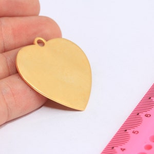 35x36mm 24k Shiny Heart Pendant, Gold Heart Necklace, Heart Stamping Blank,Gold Heart Medallion, Large Heart Charm, Love Pendant,  MBGMTE35