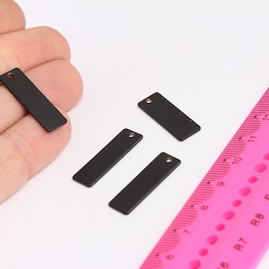 8x25mm Black Plated Nameplate Bar, Personalized Charms, Bracelet Connector, Bar Necklace, Black Jewelry Findings, , MBGMTE615