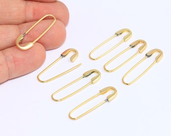 8 x 32 mm 真鍮製安全ピンチャーム、真鍮製安全ピンペンダント、安全