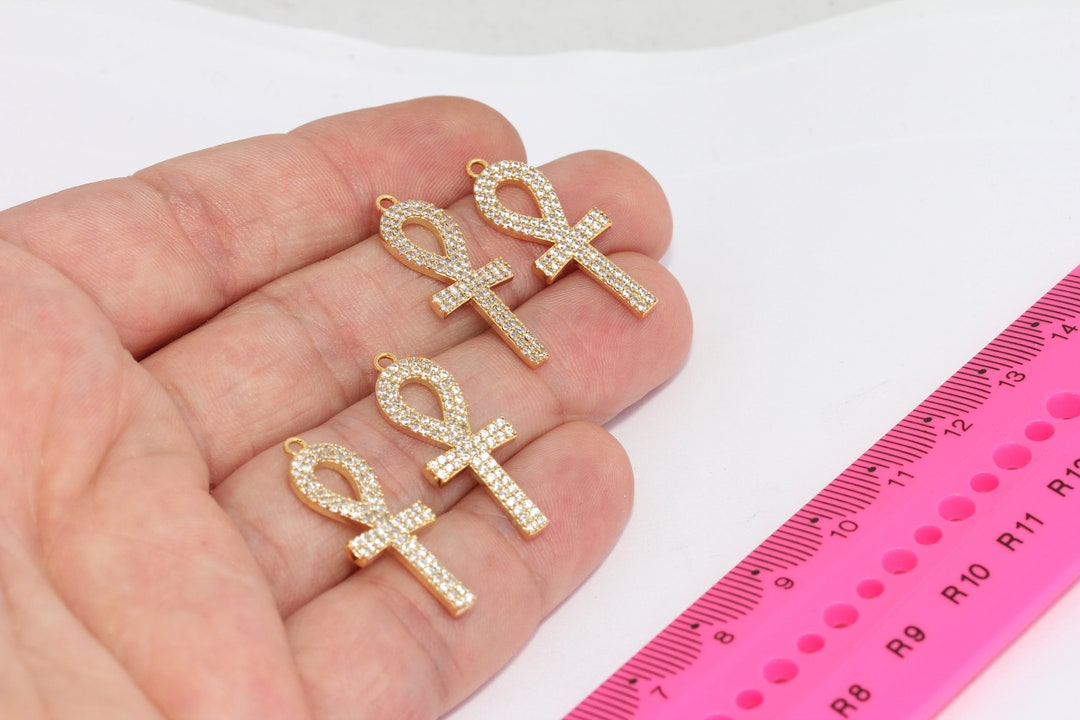 11x28mm 24k Shiny Gold Plated Ankh Charms Ankh Necklace MBGZRCN572 Etsy