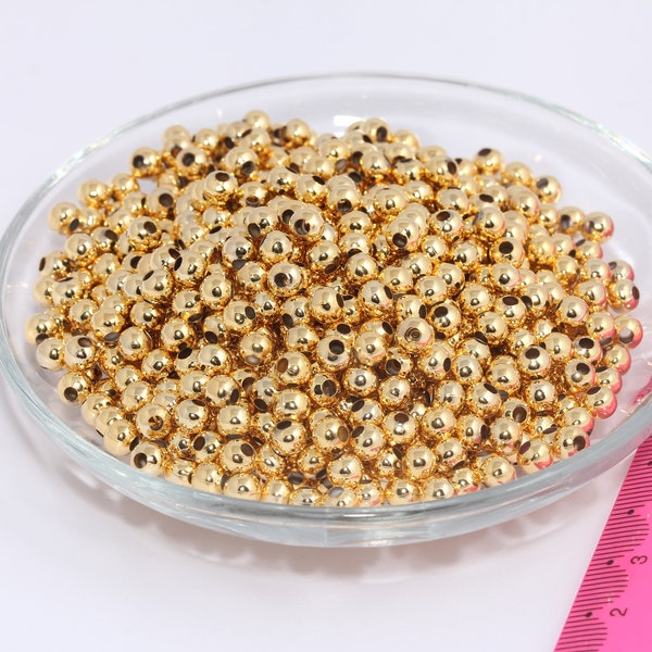 5mm 24k Shiny Gold Beads, Spacer Beads, Tiny Beads, Bracelet Beads, Ball Beads, Gold Plated Findings,  MBGBXB333