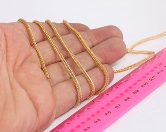 2,2mm 24k Shiny Gold Snake Chains, Tiny Mesh Chains, Gold Snake Necklace Chain, Cable Chains, Gold Plated Chains, MBGBXB234