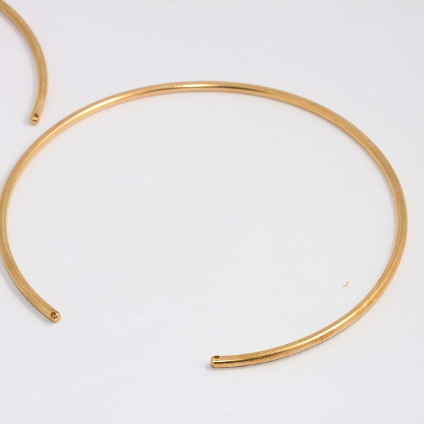 3,5mm Raw Brass Choker , Round Wire Necklace, Open Cuff Necklace, Tiny Brass Stacking Necklace, Wire Neck Cuff, Raw Brass , MBGCHK228-2