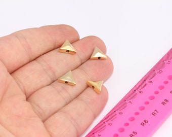 Shiny Gold Triangle Charms, Triangle Beads, Spacer Beads, Geometric Beads, Bracelet Charm, Gold Plated Findings  MBGBRT306