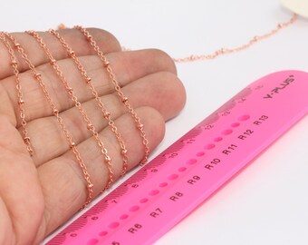 1,5x2mm Rose Gold Satellite Chain, Soldered Chain, Ball Chain, Bulk Chain, Tiny Chain, Satellite Chain, Rose Gold Plated Chain, MBGBXB42
