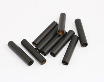 6x30mm Matt Black Tube Beads, Tube Charms, Tiny Tubes, Spacer Beads, Bracelet Tubes, Connector, BlackPlated Findings, MBGETS20
