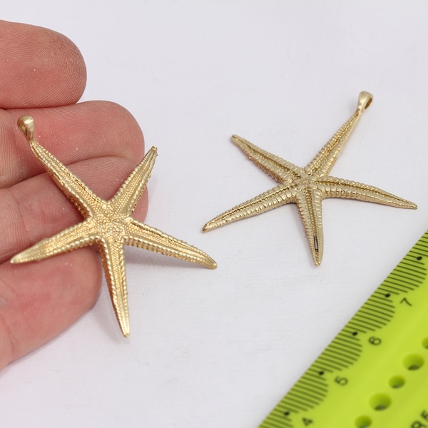 40x45mm Raw Brass Starfish, Starfish Charms, Sea Animals, Starfish Pendant, Summer Charms, Necklace Charms, Raw Brass Pendant,   MBGCHK286