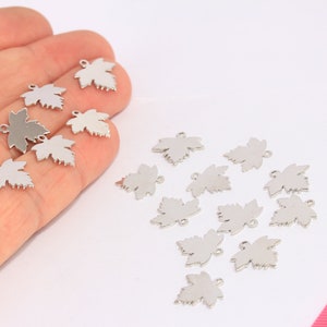 13x14mm Rhodium überzogener Ahornblatt Anhänger, Ahornblatt Anhänger, kanadisches Blatt, versilbertes Zubehör, MBGBRT269