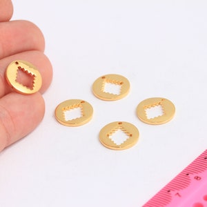 14mm 24k brillant or disque jouant des breloques, pendentif rond, poker de carte, coeur carré d'or, jeu de club, pendentifs de casino de carte, MBGROSE614