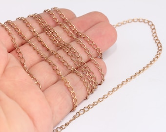 3x4,8mm Raw Brass Extender Chains, Bass Curb Chains, NTR , MBGKPT6-1