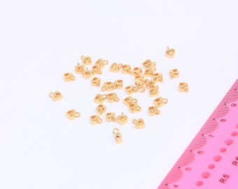 5x6mm 24k Shiny Gold Heart Beads, Spacer Beads, Mini Heart Beads, Heart Charms, Cabochon Heart Beads, Gold Plated Findings,  MBGSLM15