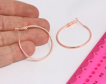 35mm Rose Gold Plated Earring Hoops, Hoop Ear Wire,  Earring Settings, Large Hoop Earrings, Rose Gold Plated Earrings,   MBGCHK310-2