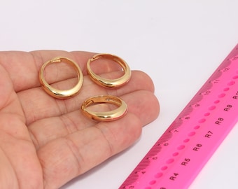 16-17mm 24k Shiny Gold Band Ring, Simple Gold Rings, Stacking Rings, Adjustable Band Rings, Gold Plated Rings, MBGXP82