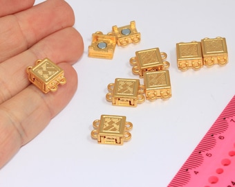 11x17mm Two Loop Connector, Multi Strand Button Clasps, Square Bracelet Closure, MBGMGN27