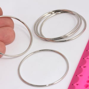 44mm Silver Plated Closed Ring, Connector Circle Charms, Circle Connector, Large Ring Charms, Silver Plated Findings, MBGMTE294