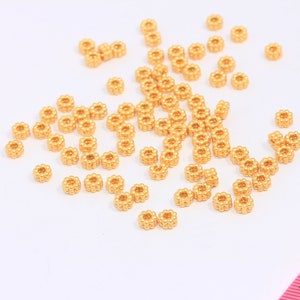 5mm 24k Matt Gold Rondelle Beads, Spacer Beads, Leather Cord Bracelet Charms, Ball Spacer Beads, Gold Plated Findings, MBGCHK109-3