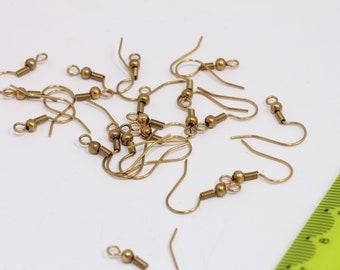 18mm Raw Brass Earring Hook, Brass Ear Wires, Fish Hooks, French Hook Earrings, Earrings, Raw Brass Findings, MBGCHK489