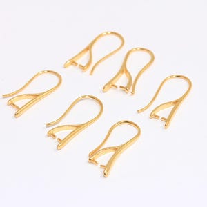 8 x 20 mm 24 Karat glänzend vergoldete Ohrringhaken, Fischhaken, Ohrhaken, französische Hakenohrringe, Ohrringeinstellungen, vergoldete Ohrringe, MBGCMR76