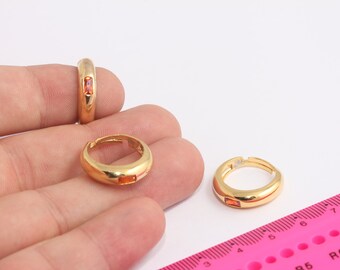 16-17mm 24k Shiny Gold CZ Rings, Dainty Rings, Micro Pave Ring, CZ Stacking Rings, Orange Stone Tiny Rings, Gold Rings,  MBGMLS785