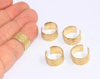 17mm Raw Brass Rings, Adjustable Ring Settings, Brass Wide Band Rings, Textured Rings, Raw Brass Findings, MBGMTE568