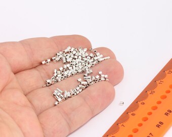 2 x 2 mm versilberte Quetschperlen, Crimp Tube, kleine Crimp Tubes, Schmuckzubehör, versilbertes Schmuckzubehör MBGCR136