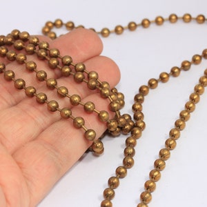 4,5mm Raw Brass Ball Chain, Tiny Brass Lace Ball Chain, Ball Necklace Chain, Brass Beaded Chain, Raw Brass Findings, MBGKPT56-1