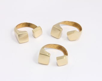 17-18mm Raw Brass Cube Ring, Double Cube Bar Rings,  MBGKDR33