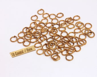 8mm 18 Gauge Raw Brass Jump Rings, Brass Connector, Open Jump Rings, Strong Jump Rings, Bulk Jump Rings, Jewelry Making Supplies, MBGHLS12