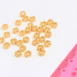 5,5mm 24k Shiny Gold Rondelle Beads, Spacer Beads, Leather Cord Bracelet Charms, Braided Spacer Beads, Gold Plated Findings, MBGMTE112