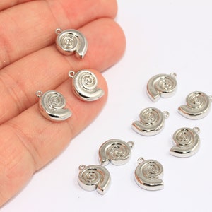 10x12mm Rhodium Plated Sea Shell Charm, Seashell Beads, Sea Animals Pendant, Beach Jewelry Pendant, Silver Plated Charms, MBGBXB257-4