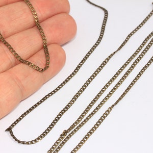 Antique Bronze Curb Chains, 2,3mm Bronze Curb Chain , Soldered Flat Curb Chain, Bulk Lot Chains, Bronze Chain Necklace, MBGBXB78-1