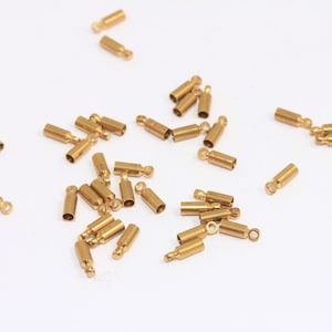 Raw Brass End Caps, Solid Brass End Caps, Bead Caps, Inner Size 2mm, Solid Tube End Caps, Cord End Caps, Raw Brass Findings, MBGCR43
