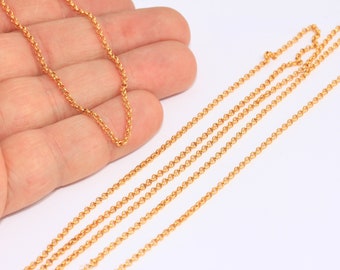 2mm 24k Shiny Gold Rolo Chain, Gold Soldered Chain, Bulk Lot Chain, Gold Round Link Chain, Rolo Chains, Gold Plated Chains, MBGBXB61-2