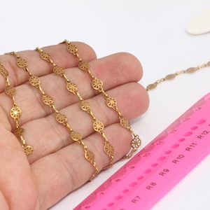 5x7mm Raw Brass Filigree Chains, Soldered Chains, Wheel Bar Chain, Bulk Lot Chain, Bar Chains, Bracelet Chain, Raw Brass Chains, MBGBXB274