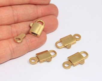 12x25mm Raw Brass Padlock Charms, Mini Lock, Padlock With Key, Love Lock, Lock Necklace, Brass Padlock Pendant, Raw Brass Findings MBGMLS549