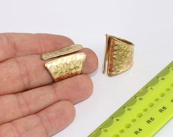 17-18mm Raw Brass Hammered Rings, Verstelbare Ring, Ring Blanks, Handgemaakte Ringen, Grote Chevron Ringen, Messing Statement Ringen MBGCHK551