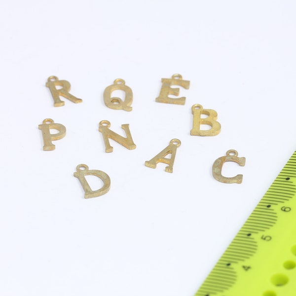 7x11mm Raw Brass Letter Charm, Initial Charms, Letter,   MBGHRF58